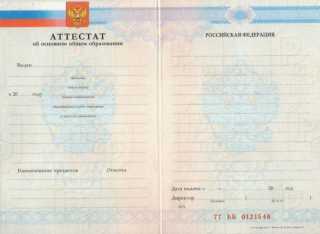 Аттестат об окончании 9 классов 2008, 2009 года